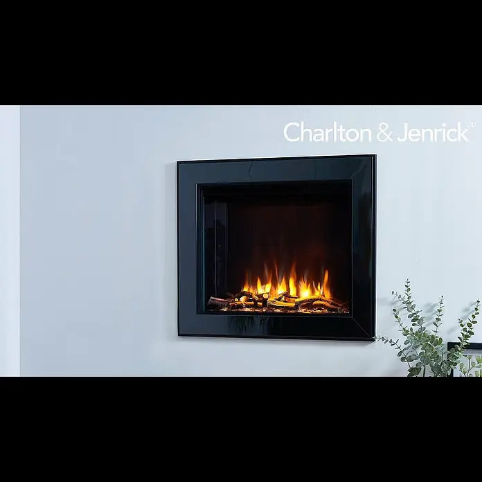 Charlton & Jenrick Chimenea eléctrica i560E Slim - Negro, 1.500 W, 18 x 58,6 x 58,6 cm - iRange i560e Slimline in Nickel/Black Prestige Trim | Charlton and Jenrick