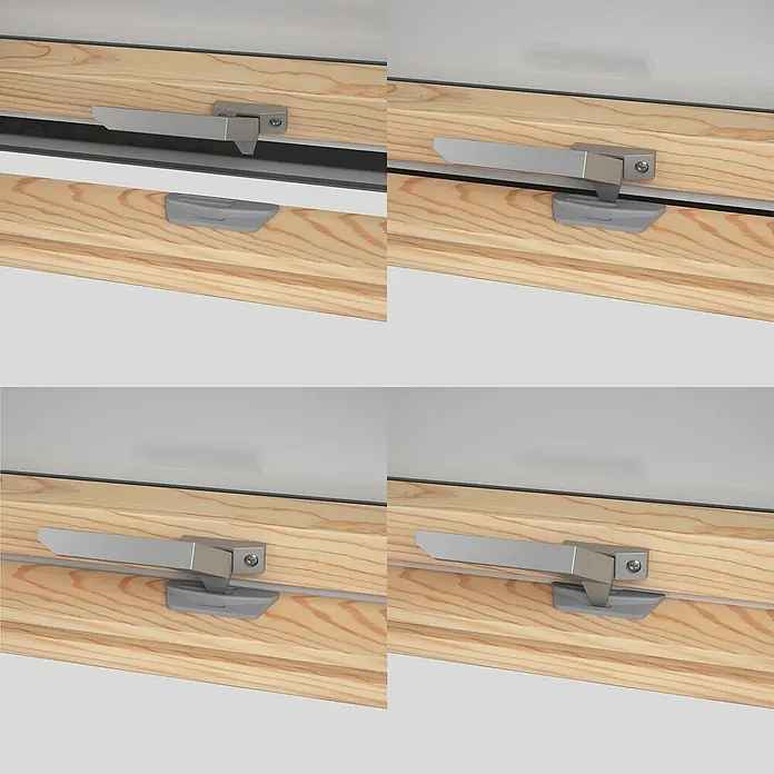 Solid Elements Dachfenster Thermo - 78 x 140 cm - Dachfenstergriff aus Holz in verschiedenen Positionen.