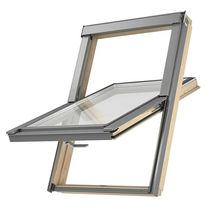 Solid Elements Dachfenster Thermo - 66 x 118 cm - Dachfenster mit grauem Rahmen. Dieses Fenster bietet eine stilvolle und funktionelle Lösung für mehr Licht und Luft im Dachgeschoss.