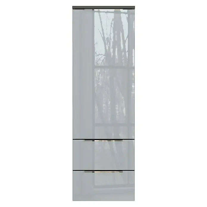 Germania Vasio Midischrank - B x T x H: 36 x 34 x 111 cm, Graphit/Silbergrau - Elegantes graues Schrankelement mit zwei Schubladen und minimalistischen Griffen, ideal für moderne Wohnräume.