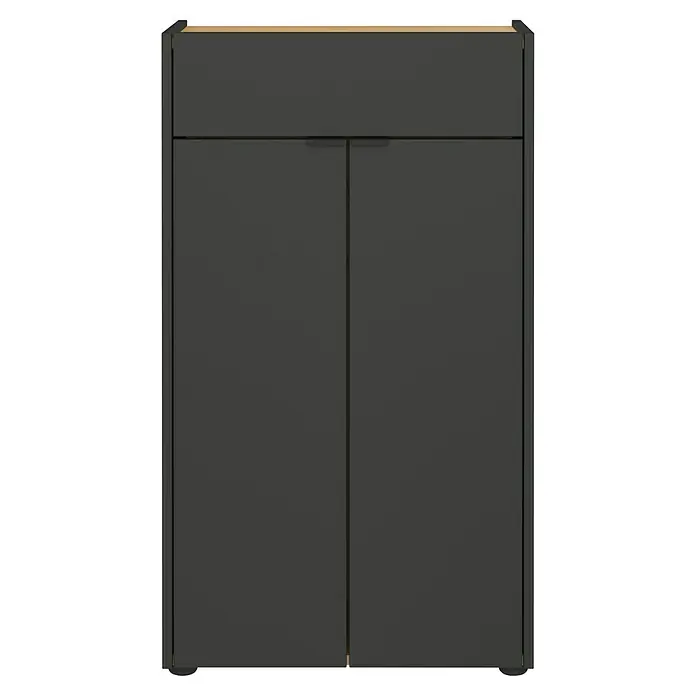 Germania Forano Kommode - L x B x H: 34 x 60 x 98 cm, Graphit/Eiche - Moderne graue Kommode mit zwei Türen und einer Schublade, ideal für Stauraum und stilvolles Design im Wohnbereich.