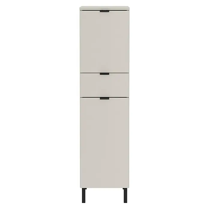 Germania Arcena Midischrank - B x T x H: 30 x 34 x 120 cm, Kaschmir - Der graue Schuhschrank mit drei Schubladen und schwarzen Griffen bietet praktischen Stauraum für Schuhe und Accessoires.