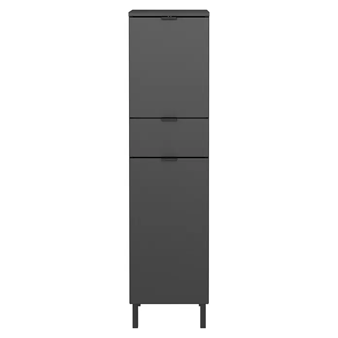 Germania Arcena Midischrank - B x T x H: 30 x 34 x 120 cm, Graphit - Dunkelgrauer, schmaler Schuhschrank mit drei Schubladen und minimalistischen Griffen, der funktionalen Stauraum bietet.