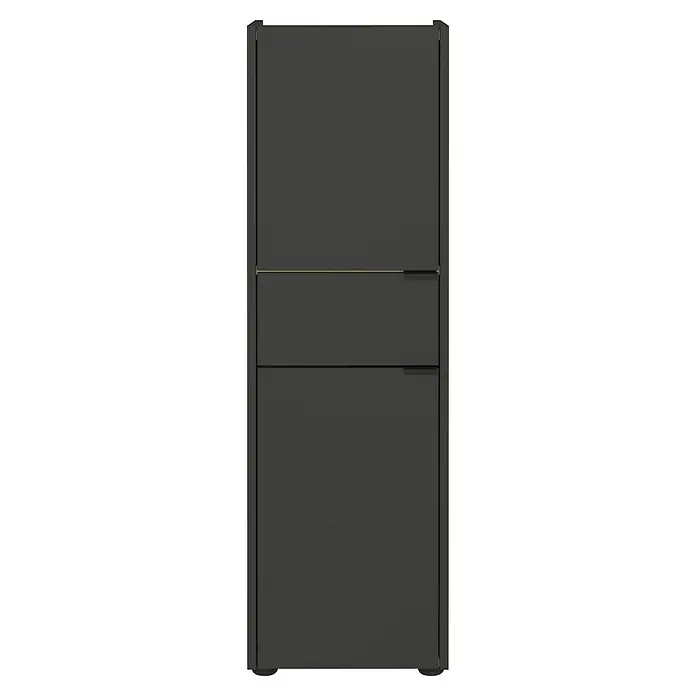 Germania Forano Hochschrank - B x T x H: 34 x 34 x 111 cm, Graphit/Eiche - Elegantes graues Schranksystem mit horizontalen Griffen für einen modernen Look. Perfekt für stilvolle Aufbewahrungslösungen im Wohnbereich.