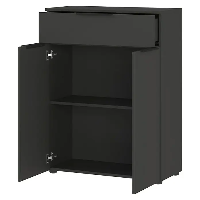 Germania Crandon Kommode - L x B x H: 34 x 71 x 95 cm, Graphit - Grauer Schrank mit einer Schublade und zwei offenen Türen, ideal zur Aufbewahrung.