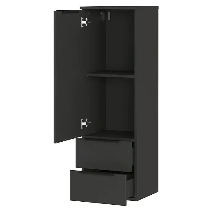 Germania Crandon Midischrank - B x T x H: 36 x 34 x 111 cm, Graphit - Schwarzer Schrank mit Regalböden und Schubladen. Perfekt für mehr Stauraum und Ordnung im modernen Zuhause.