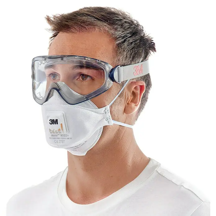3M Set de pintor - Específico para: pintores - Hombre con mascarilla respiratoria 3M y gafas de seguridad, que ofrece una protección óptima contra partículas y salpicaduras, ideal para construcción y talleres.