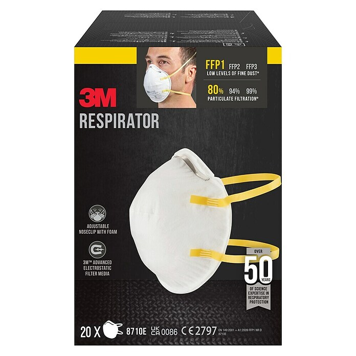 Mascarilla de protección respiratoria 8710E (FFP1 NR D, 20 ud.) | BAUHAUS