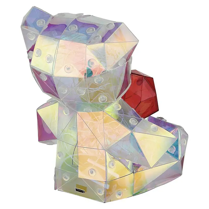 Globo LED-Dekoleuchte Brondar Kristall - L x B x H: 140 x 130 x 170 mm - Ein faszinierender, prismatischer Teddybär, der mit bunten Dreiecken und durchsichtigen Verbindungsstücken ein futuristisches Design bietet.