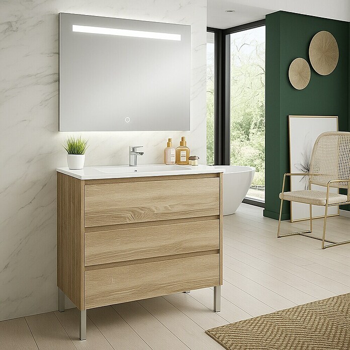 Conjunto de mueble de baño Alexa (Ancho: 80 cm, Roble, 3 pzs.) | BAUHAUS