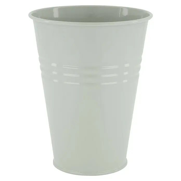 Cubo metálico - Ø x Al: 13 x 17 cm, Gris - Cubo de zinc gris con un diseño simple y una forma ligeramente cónica, ideal para decoraciones o como macetero.