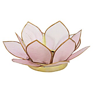 Portavelas Nenufar (Ø x Al: 10 x 4 cm, Rosa, Vidrio)