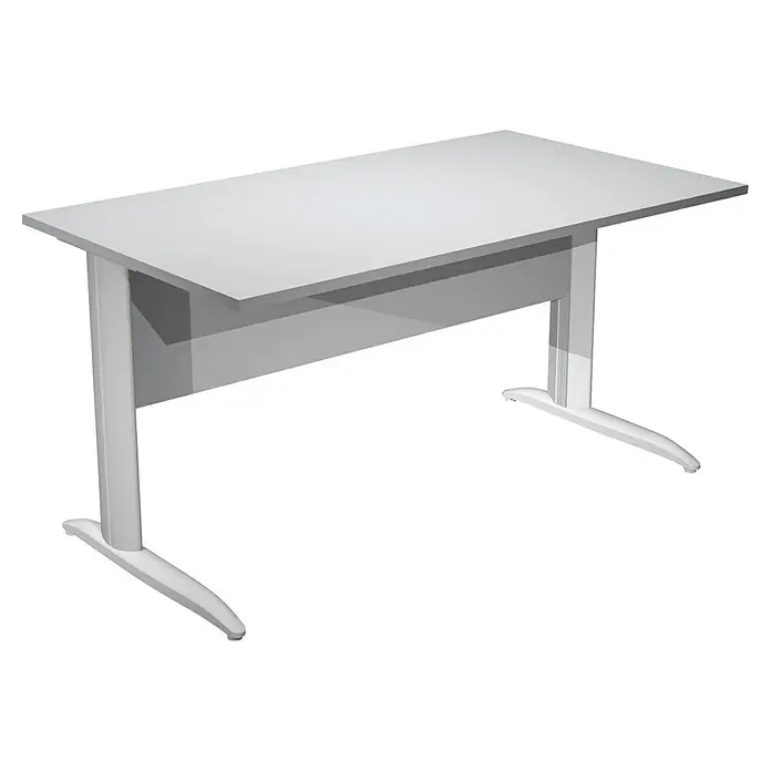 ArtExport Presto Mesa de escritorio - L x An x Al: 80 x 140 x 74 cm, Gris, Pata de metal gris - Un elegante escritorio blanco con un diseño moderno y patas robustas, ideal para la oficina o el uso en la oficina en casa.