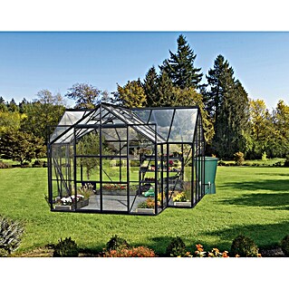 Vitavia Gewächshaus Sirona (Außenmaß inkl. Dachüberstand (B x T): 383 x 383 cm, 3 mm, Schwarz)