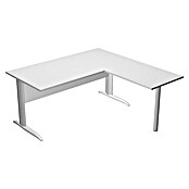 ArtExport Presto Mesa de escritorio en L (L x An x Al: 80 x 160 x 74 cm, Blanco, Pata de metal gris) | BAUHAUS
