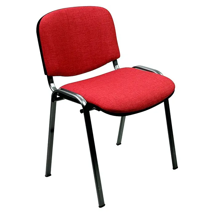 Unisit Silla Dado - Rojo, Textil, 4 ud. - Silla de oficina roja con estructura metálica y asiento y respaldo tapizados, ideal para conferencias y zonas de espera.