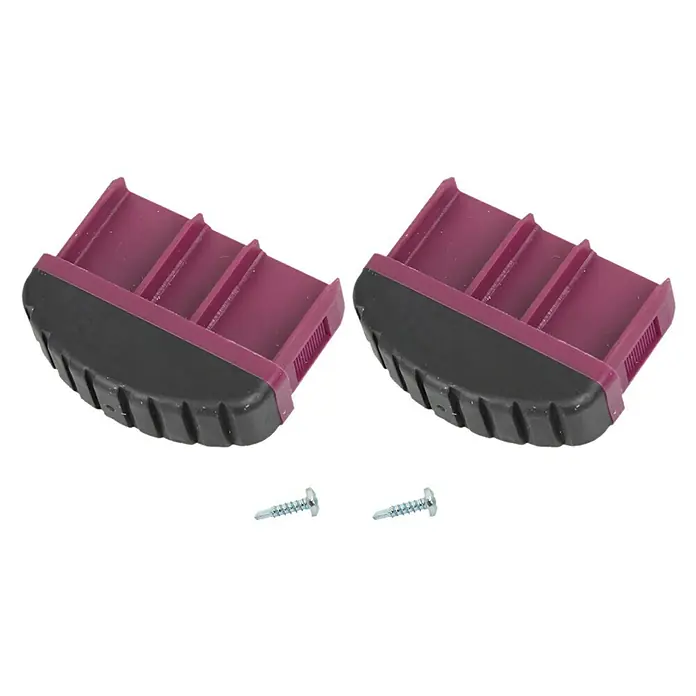 Krause Corda Fußkappen - Passend für: Holmgröße 71,5 x 20 mm, 1 Stk. - Zwei lilafarbene Rasenmäher-Gleitschuhe mit Schrauben für Rasenmäherreparaturen und Wartung.