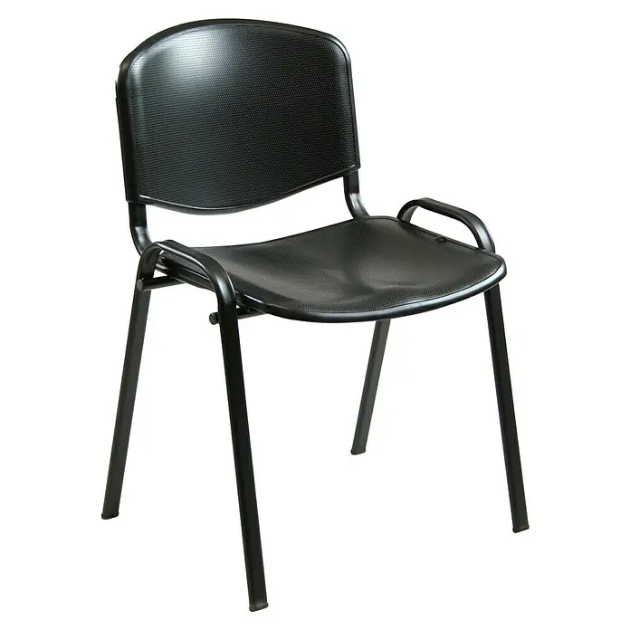Unisit Silla Dado - Negro, Plástico, 4 ud. - Silla de oficina negra con estructura metálica y asiento texturizado, ideal para conferencias y uso diario.