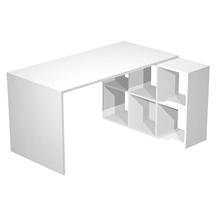 ArtExport Home Mesa de escritorio Office - L x An x Al: 69 x 140 x 74 cm, Blanco - Captura de un escritorio blanco con librería integrada, ofreciendo un diseño elegante y funcionalidad para tu espacio de trabajo.