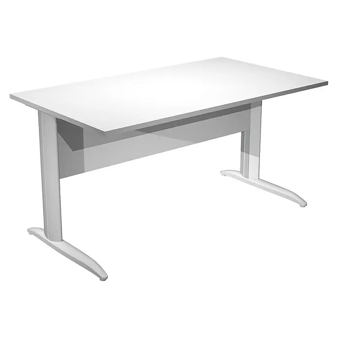 ArtExport Presto Mesa de escritorio - L x An x Al: 80 x 140 x 74 cm, Blanco, Pata de metal gris - Escritorio blanco con un diseño minimalista, perfecto para oficinas modernas o despachos en casa. Construcción robusta y forma funcional.