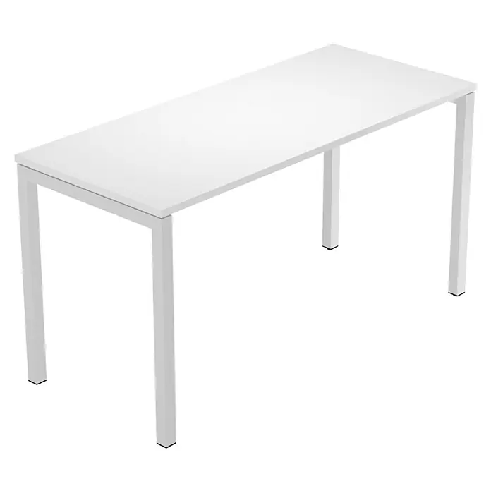 ArtExport Home Mesa de escritorio Venere - L x An x Al: 60 x 140 x 74 cm, Blanco, Patas metálicas grises - Un escritorio blanco con un diseño simple, ideal para la oficina o el estudio. Robusto y minimalista.