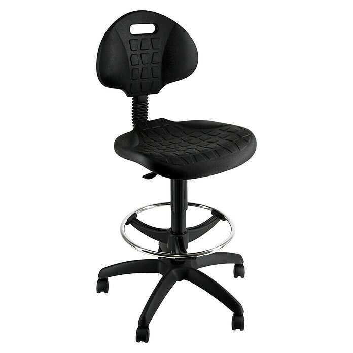 Unisit Taburete EOE2 (Negro, Respaldo y barra reposapiés cromada) | BAUHAUS