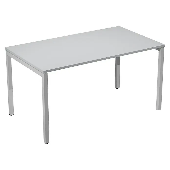 ArtExport Mesa de escritorio Venere - L x An x Al: 80 x 140 x 74 cm, Gris, Patas metálicas grises - Esta imagen muestra un escritorio gris simple con patas robustas y una superficie limpia, ideal para oficina o estudio.