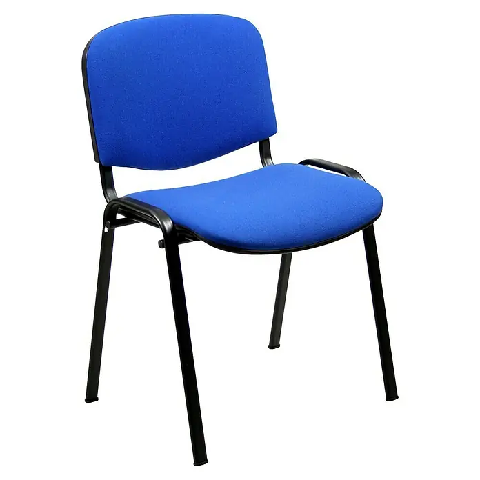 Unisit Silla Dado - Azul, Textil, 4 ud. - Se muestra una silla de oficina azul con estructura negra. La silla cuenta con asiento y respaldo acolchados para mayor comodidad.