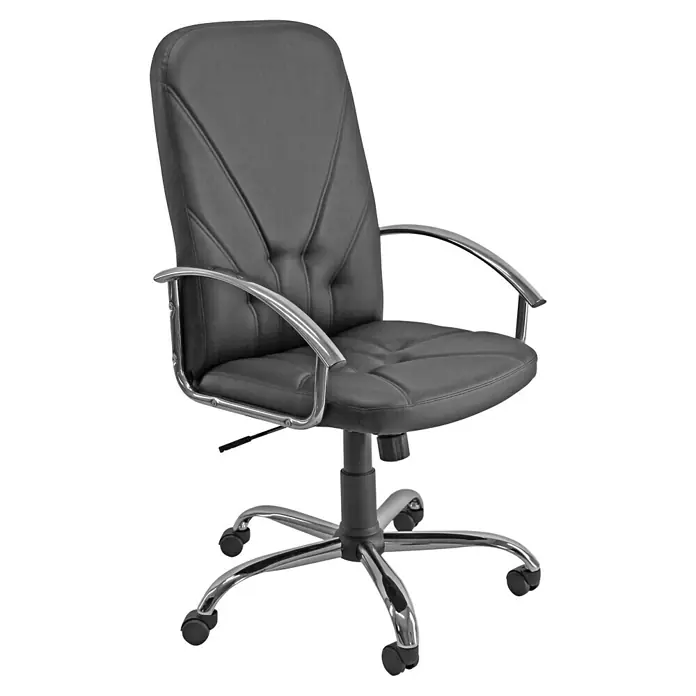 Unisit Silla de oficina Dante - Reposabrazos, Color del armazón: Cromo, Polipiel - Elegante diseño de silla de oficina negra. La silla ergonómica aporta confort y estilo a tu espacio de trabajo.