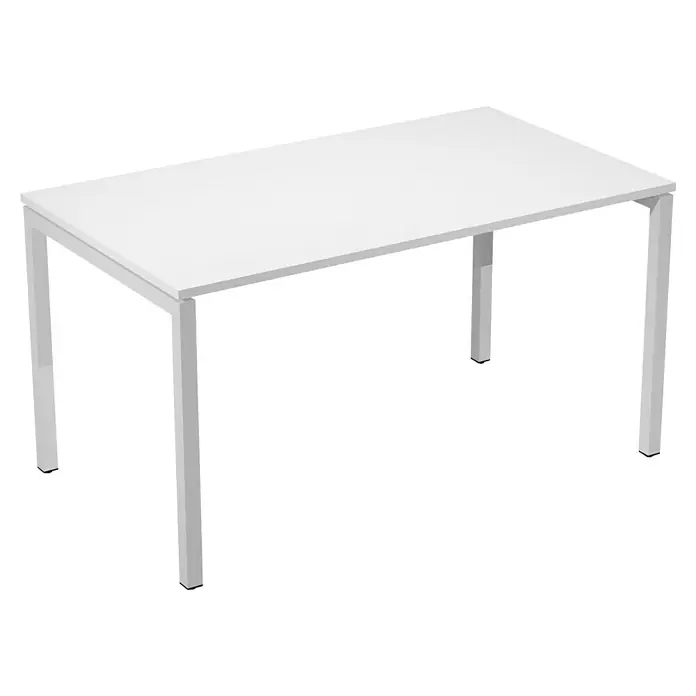 ArtExport Mesa de escritorio Venere - L x An x Al: 80 x 140 x 74 cm, Blanco, Patas metálicas grises - Escritorio blanco con estructura metálica, diseño moderno y minimalista. Ideal para la oficina en casa o el espacio de trabajo, estable y duradero.