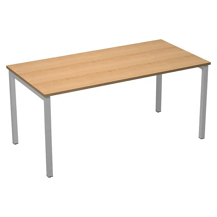 ArtExport Mesa de escritorio Venere - L x An x Al: 80 x 160 x 74 cm, Haya, Patas metálicas grises - Una mesa de madera regulable en altura con estructura metálica, ideal para la oficina o el taller. El diseño simple se adapta a cualquier espacio.