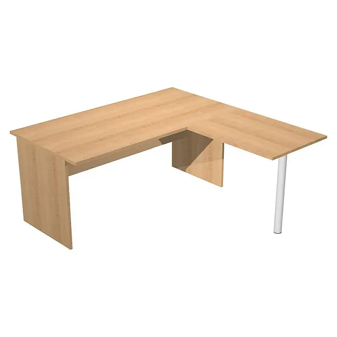 ArtExport Presto Mesa de escritorio en L - L x An x Al: 80 x 160 x 74 cm, Haya, Pata tipo panel - Escritorio en forma de L con acabado de madera clara y patas blancas. Un mueble funcional y elegante para la oficina o el estudio.