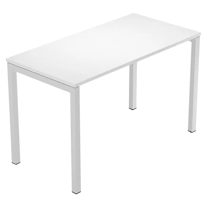 ArtExport Home Mesa de escritorio Venere - L x An x Al: 60 x 120 x 74 cm, Blanco, Patas metálicas grises - Un escritorio blanco y moderno con líneas limpias y una construcción robusta. Perfecto para la oficina o el estudio.