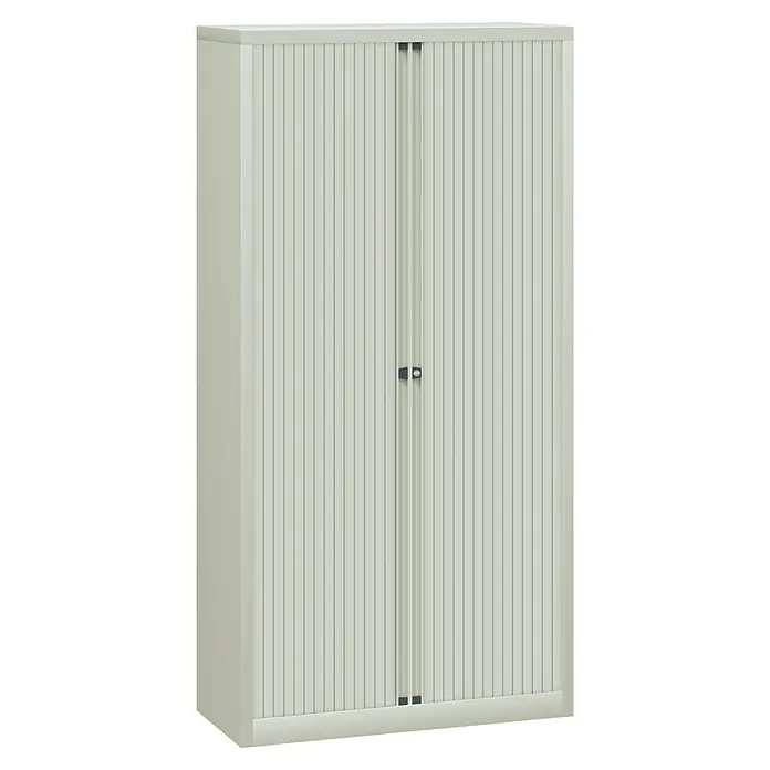 Bisley EuroTambor Armario multiusos metálico - L x An x Al: 45 x 100 x 198 cm, Gris, Puertas correderas, Completamente montado - Este elegante armario con persiana ofrece un almacenamiento elegante. Ideal para la oficina o el hogar para mantener el orden.