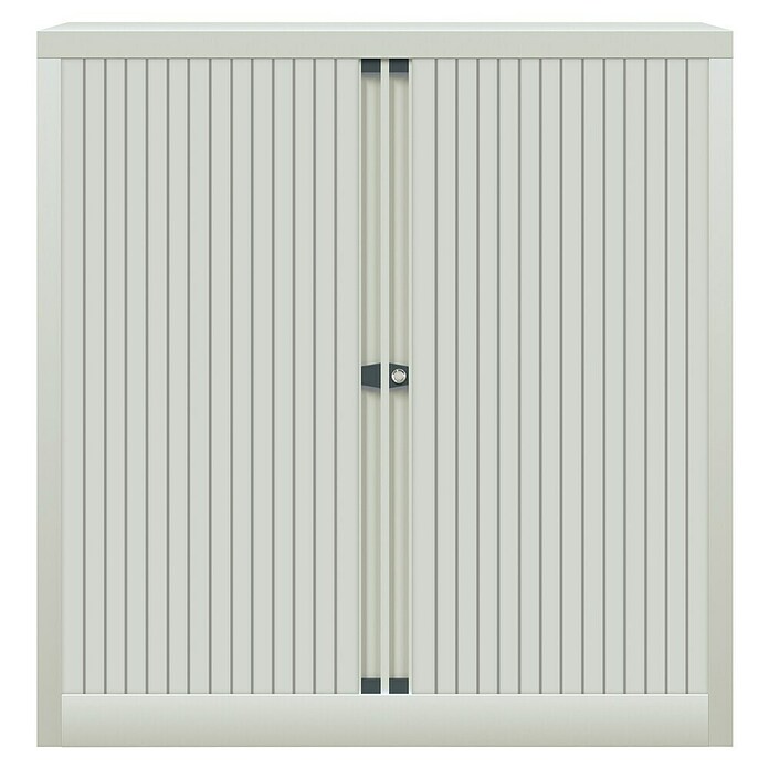 Bisley EuroTambor Armario multiusos metálico (L x An x Al: 45 x 100 x 100 cm, Gris, Puertas correderas, Completamente montado) | BAUHAUS
