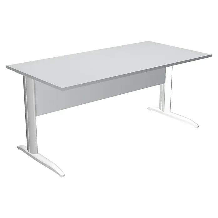 ArtExport Presto Mesa de escritorio - L x An x Al: 80 x 160 x 74 cm, Gris, Pata de metal gris - Escritorio blanco con estructura de acero y superficie plana para oficina o estudio.