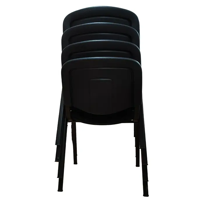 Unisit Silla Dado - Negro, Textil, 4 ud. - Pila de sillas plegables negras. Ideal para eventos, conferencias o como solución de asientos flexible. Práctica y ahorra espacio.