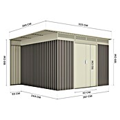 Hoggar Gerätehaus Örebro (Außenmaß inkl. Dachüberstand (B x T): 333 x 269 cm, Taupe, Stahl, Grundfläche: 8,96 m²) | BAUHAUS