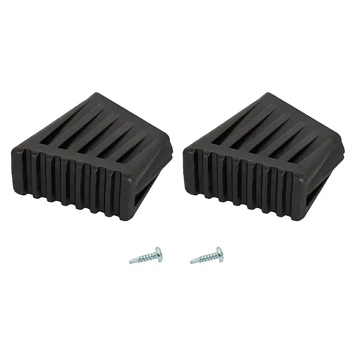 Krause Monto Fußkappen - L x B x H: 200 x 150 x 90 mm, Holmgröße 40 x 20 mm - Zwei schwarze Keile mit Schrauben für Möbel oder Geräte.