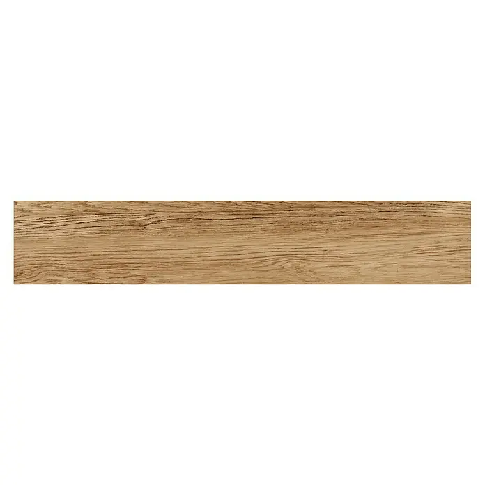 Steingutfliese Mini York - 60 x 11 cm, Creme, Matt - Detailaufnahme eines Holzbretts mit ausgeprägter Maserung in warmen Brauntönen, ideal für rustikale Designs und Texturen.
