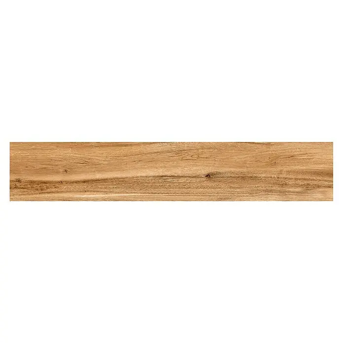 Steingutfliese Mini York - 60 x 11 cm, Creme, Matt - Das Bild zeigt eine natürliche Holzoberfläche mit deutlichen Maserungen und warmen Farbtönen, ideal für Bodenbeläge und Möbel.
