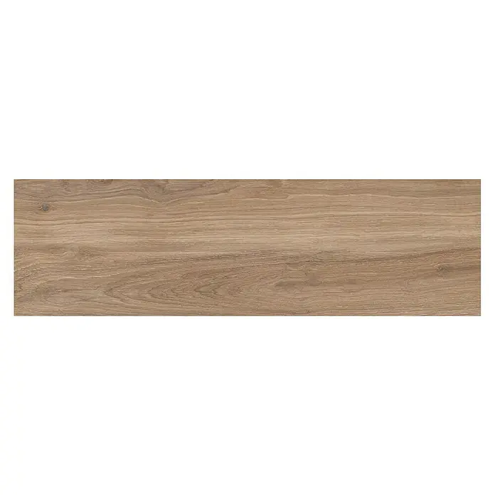 Feinsteinzeugfliese Sealwood - 17,5 x 60 cm, Creme, Matt - Nahaufnahme einer Holzplanke mit Maserung. Perfekt für rustikale Möbel oder Bodenbeläge, die Wärme und natürlichen Charme ausstrahlen.
