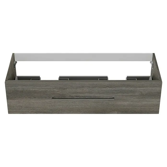 Camargue Espacio Waschtischunterschrank - 120 x 46 x 30 cm, Faro - Nahaufnahme eines modernen Holzschranks mit Griff, ideal für Badezimmer oder Wohnzimmer.