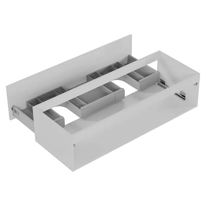 Camargue Espacio Waschtischunterschrank - 120 x 46 x 30 cm, Mira - Schublade mit Facheinteilern für ein organisiertes Aufbewahrungssystem im modernen Design. Übersichtliche Lagerung durch die Einteilung.