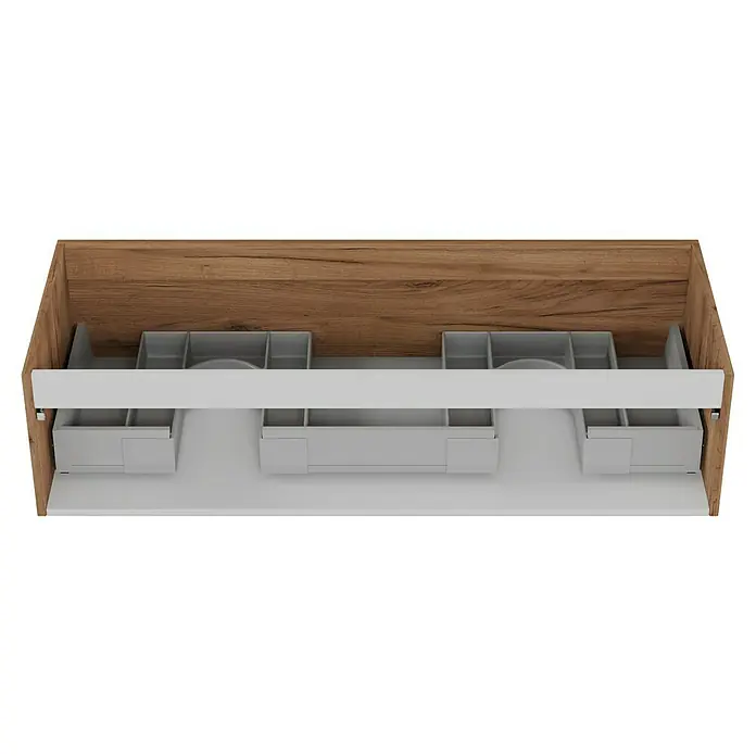 Camargue Espacio Waschtischunterschrank - 120 x 46 x 30 cm, Doce - Schublade mit Fächern, ideal zur Aufbewahrung von Badutensilien und Kosmetika. Das Holzdesign verleiht dem Badezimmer Wärme.
