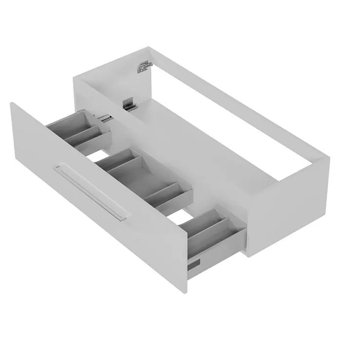 Camargue Espacio Waschtischunterschrank - 120 x 46 x 30 cm, Mira - Auszug eines modernen Badezimmerunterschranks mit praktischen Schubladen für mehr Stauraum. Ideal für Ordnung und Übersicht im Bad.