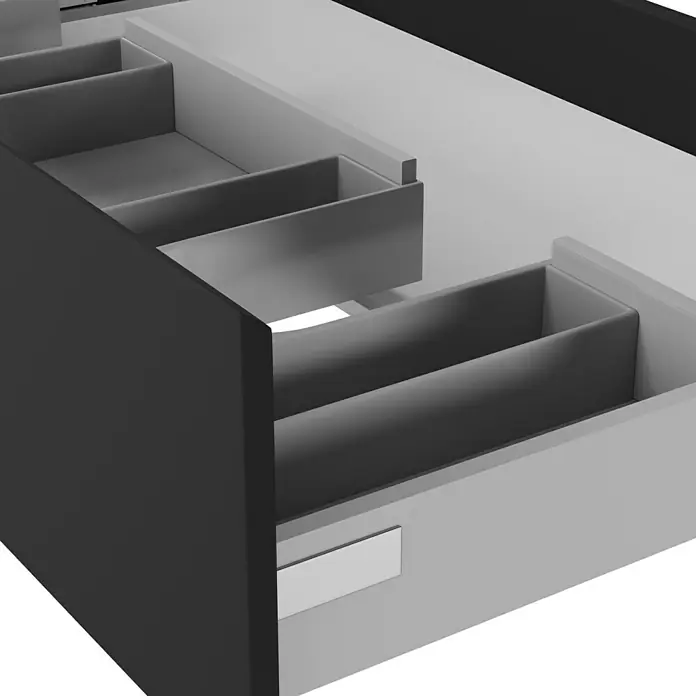 Camargue Espacio Waschtischunterschrank - 120 x 46 x 30 cm, Gama anthrazit matt - Schublade mit mehreren Fächern, ideal für die Organisation von Gegenständen im Haushalt oder Büro. Praktisches Design.