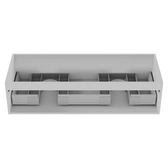 Camargue Espacio Waschtischunterschrank - 120 x 46 x 30 cm, Gama weiß matt - Schubladen-Interieur mit Fächern und Aussparungen, ideal für organisierte Aufbewahrung im Badezimmer. Übersichtliche Gestaltung für Kosmetik und mehr.