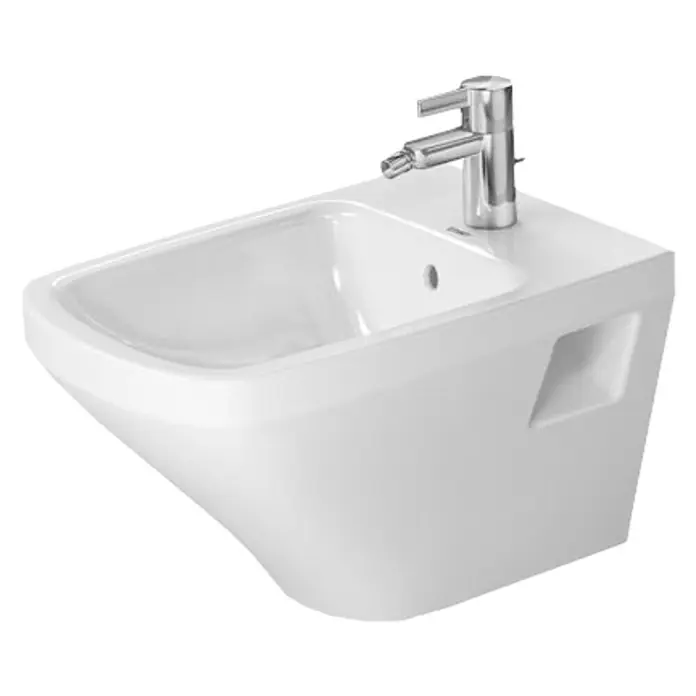 Duravit DuraStyle Wand-Bidet Typ 1 - 37 x 54 cm, Weiß, Keramik, Ohne Spezialglasur - Ein modernes, wandhängendes Bidet in Weiß mit einem eleganten Chromhahn, das stilvolles Design und Funktionalität für das Badezimmer vereint.