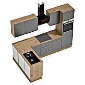 BAUHAUS Cocina esquinera Marleen (An x Pr: 280 x 170 cm, Gris, Mate, Color del cuerpo: Marrón, Con electrodomésticos) | BAUHAUS